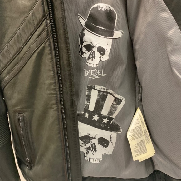 Diesel genuine 100% sheep leather jacket boys size m (10/12) black - Picture 7 of 9